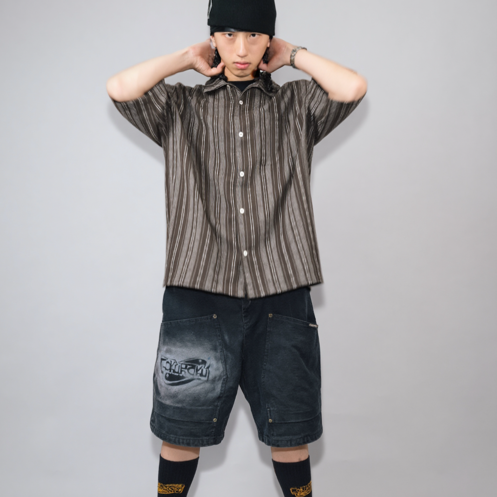 2025 GOKURAKU Half Sleeve Shirt – Street Meets Nostalgia Striped Edition