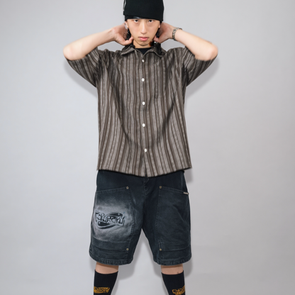 2025 GOKURAKU Half Sleeve Shirt – Street Meets Nostalgia Striped Edition